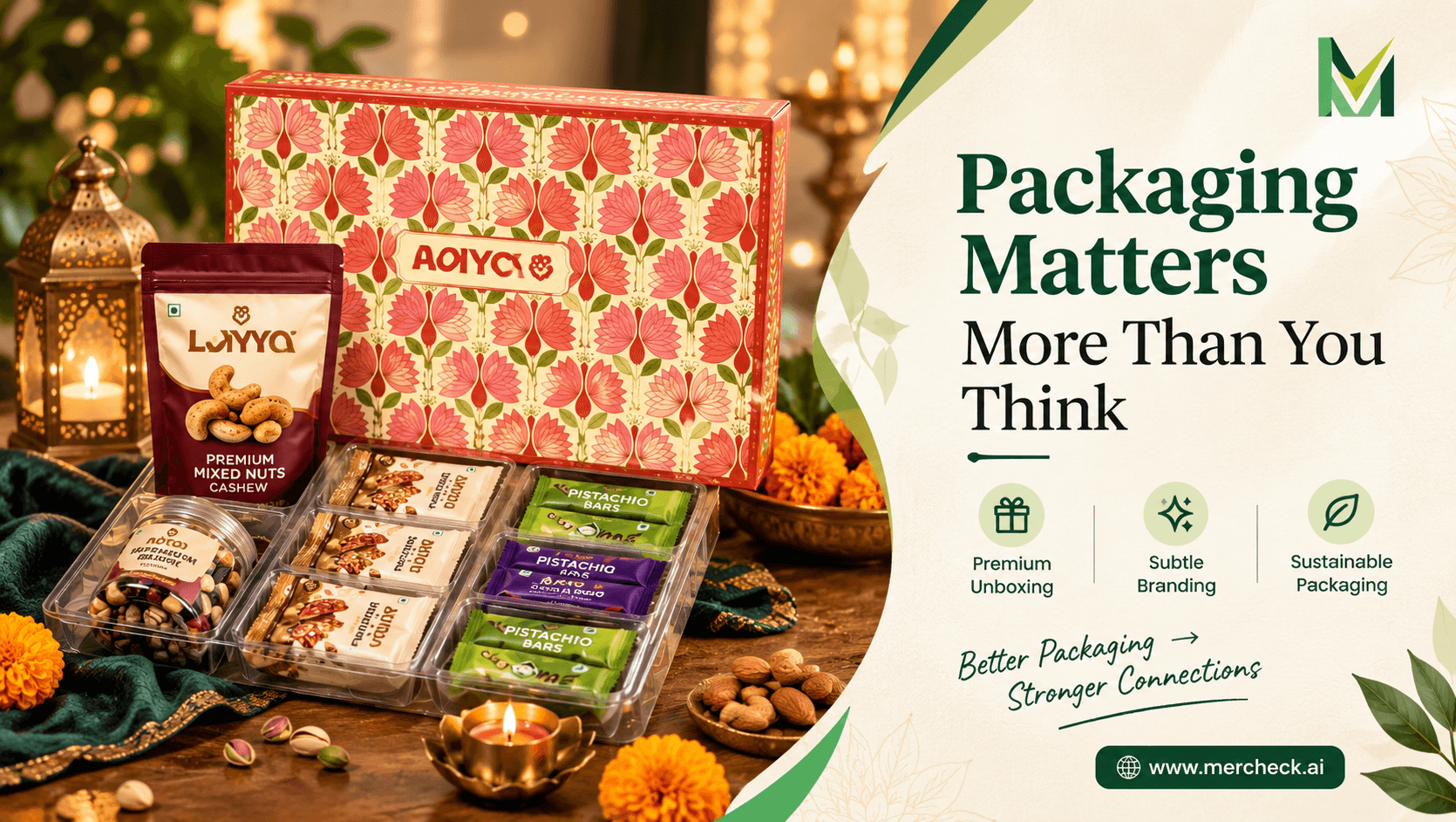 Premium corporate Diwali gift hamper with festive packaging, dry fruits, snacks, and elegant decorative presentation