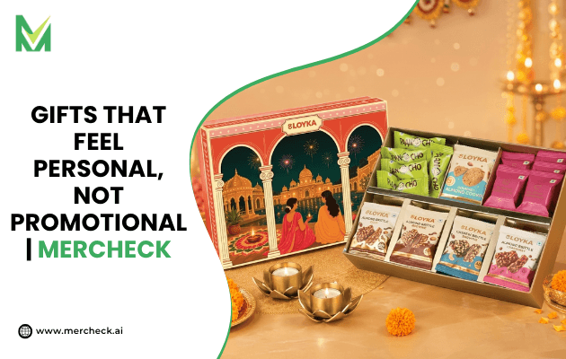 Personalised Diwali corporate gift hamper with subtle branding by Mercheck