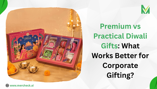 Premium vs practical Diwali gifts corporate gifting hamper with festive Diwali diyas by Mercheck